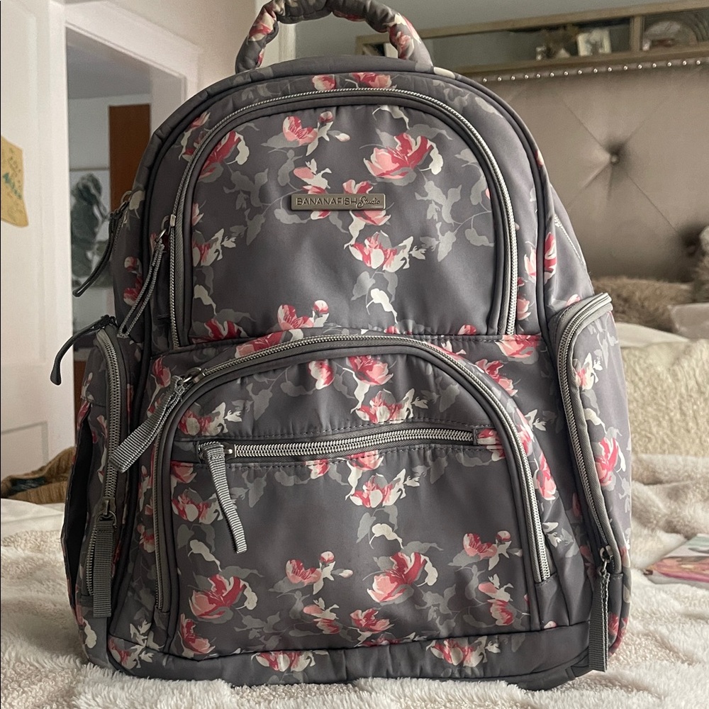 Floral Gray Diaper Backpack